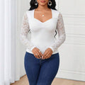Women's casuallong sleeves t-shirt with lace and ruffles details