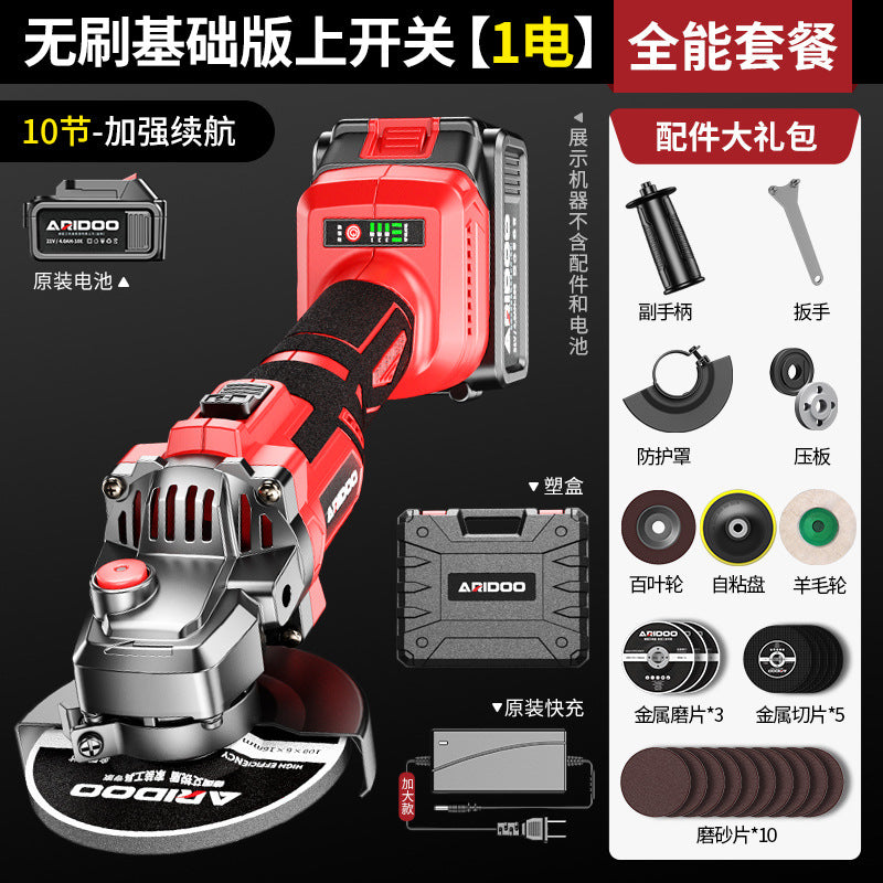 Airidun Brushless Lithium Angle Grinder Rechargeable Polishing Machine Grinder Cutting Machine Rotary Grinder Hand Grinder
