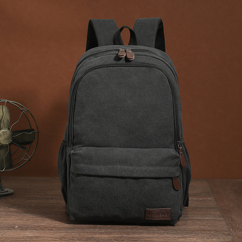 Cross-border casual canvas backpack male large-capacity college student schoolbag waterproof computer backpack outdoor travel backpack