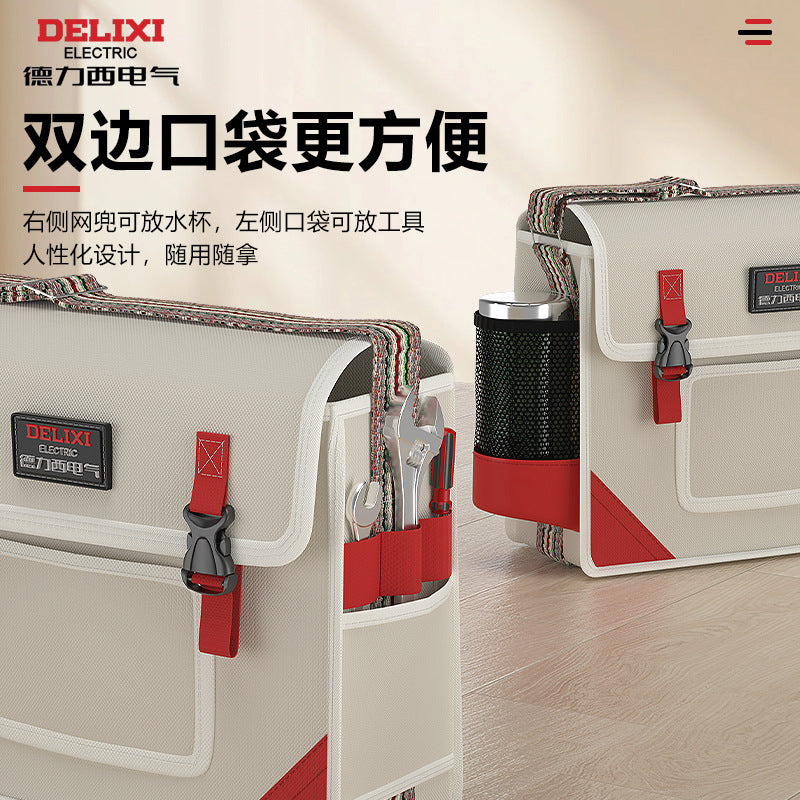 Delixi Electric and Electrical Special Shoulder Messenger Bag Multifunctional Maintenance and Installation Wear-resistant Thickened Canvas Toolkit