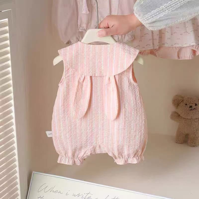 Newborn baby sweet korean style romper - stylish little princess sleeveless bodysuit - lightweight summer crawling suit