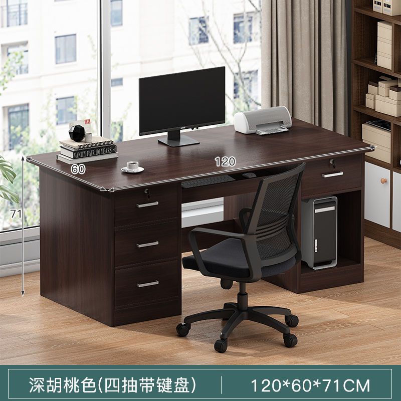 Computer desk set - modern minimalist home office desk and chair with drawer - single person office desk