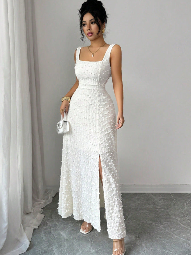 new european and american style women's white lace backless dress