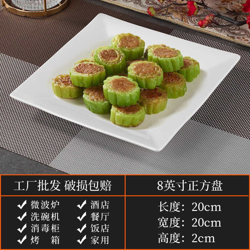 High-end ceramic pure cabbage plate, special-shaped asymmetrical cold dish plate, stir-fry plate, tableware for restaurants and hotels
