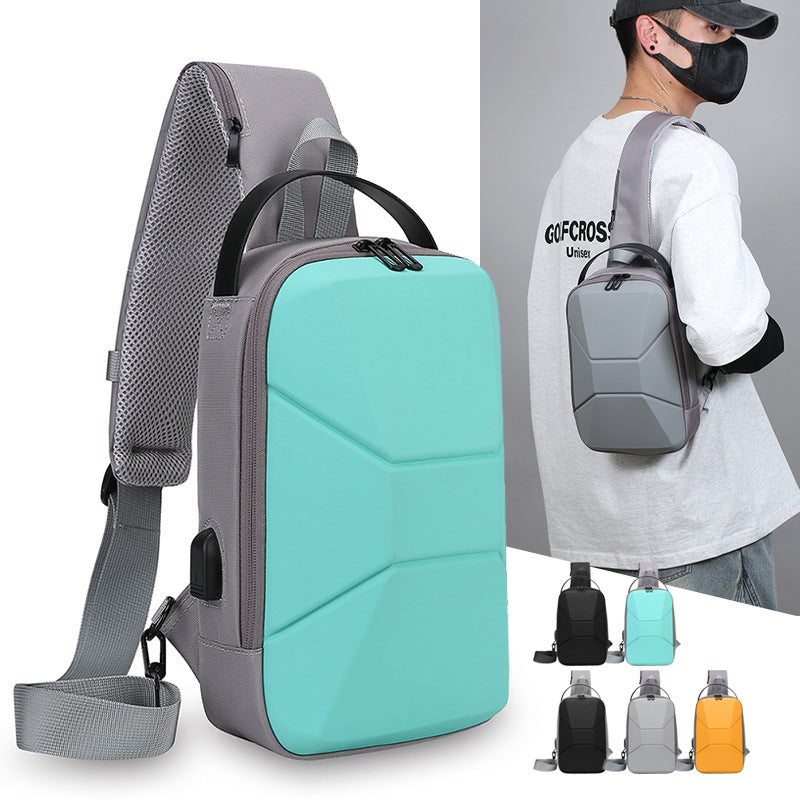 Factory wholesale summer new breast bag messenger bag men's waterproof USB charging shoulder bag light locomotive bag