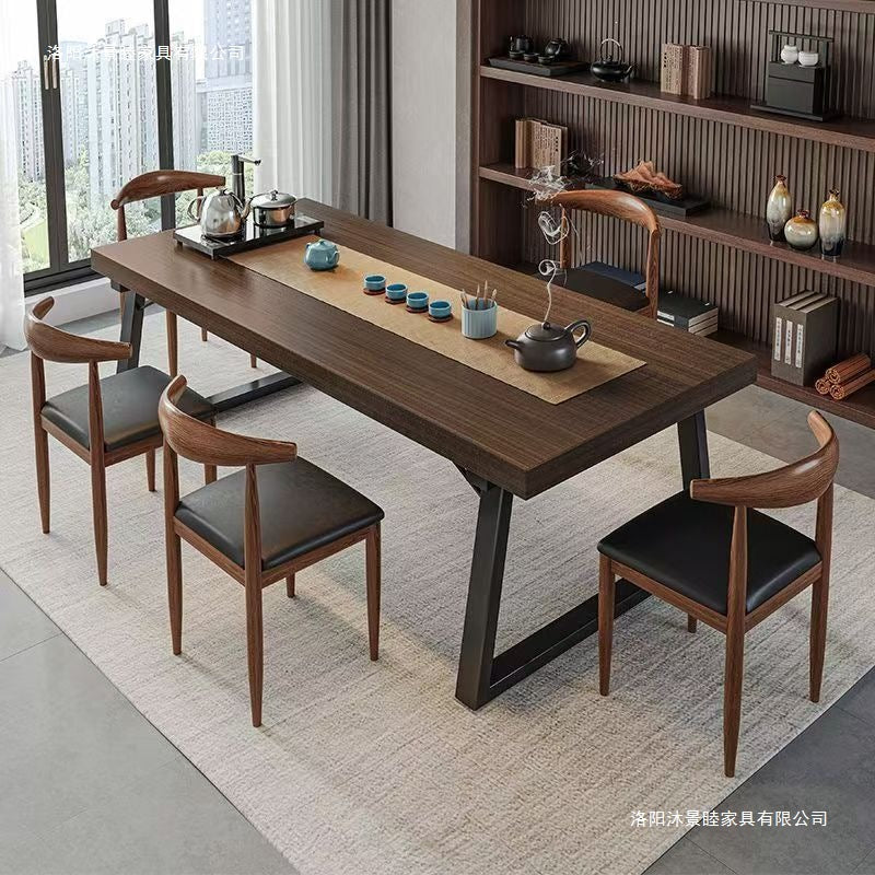 New chinoiserie tea table all-in-one complete set with chair casual coffee table for home living room tea table iron leg board table tea table
