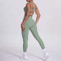 Cloud-feel one-shoulder backless sports bra set - high-waisted, butt-lifting, compression yoga outfit - quick-dry running & fitness set for women