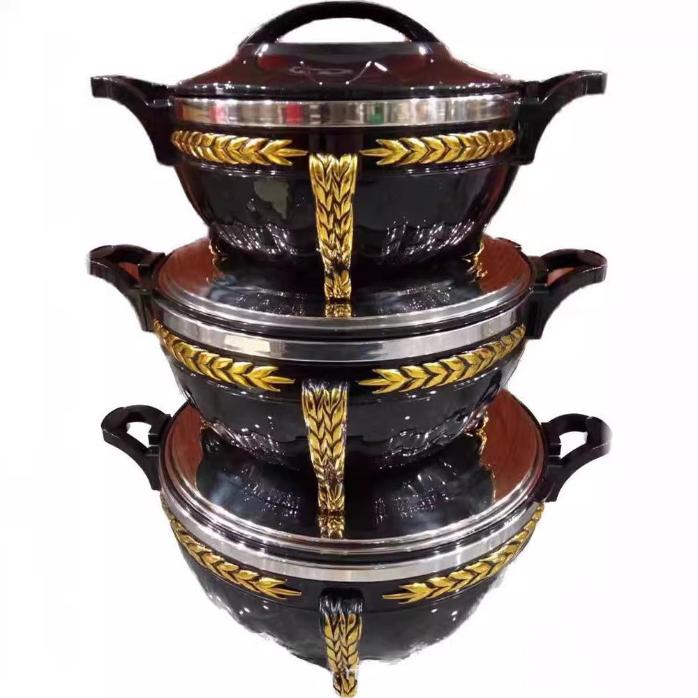 Export3pcs golden bell insulation box 3l-7l-10l large capacity export insulation tableware food warmer