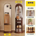 Rotating full-length mirror floor mirror for home bedroom movable try-on large mirror with coat rack all-in-one full-length mirror