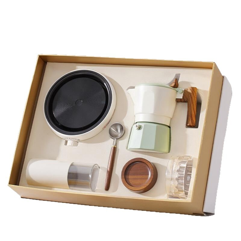 Double valve moka pot set coffee maker gift box set hand brew coffee utensils souvenir hand brew coffee gift