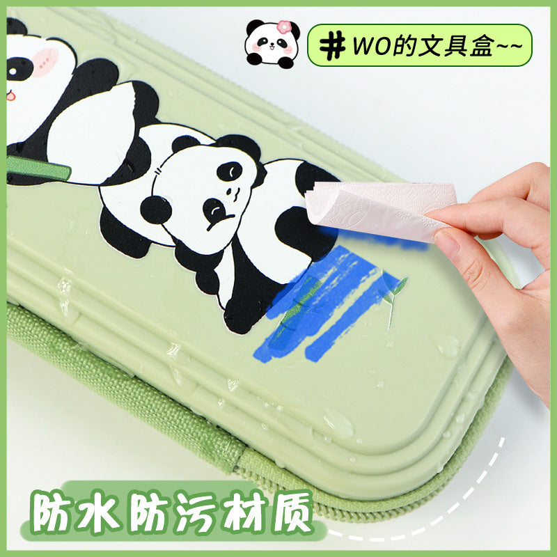School season pencil case cartoon panda stationery case large capacity primary and secondary school students cute pencil case 2024 new pencil case