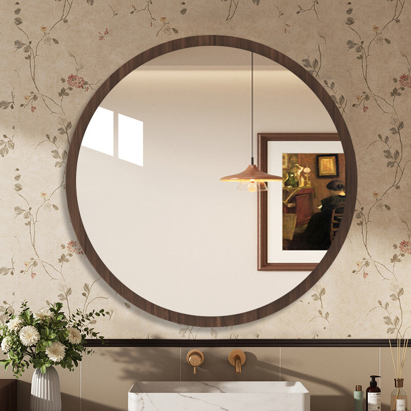 Retro bathroom mirror wall self-adhesive toilet washstand medieval makeup mirror non-punching half-body mirror wall-mounted