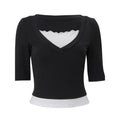 Amazon women's clothing  summer new fashion trendy versatile slim-fit elegant solid color short-sleeve top two-piece set