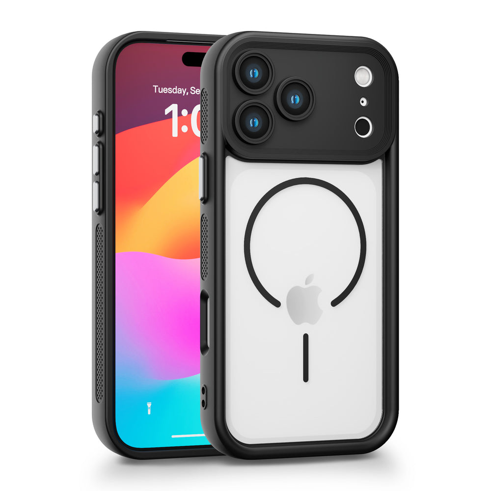 Suitable for iphone17prom mobile phone case 16 two-in-one magnetic suction apple 15 electroplated button pc cooling mobile phone case