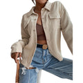 fashion  autumn new arrival casual retro lapel button loose corduroy jacket outwear