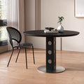 Vintage-style solid wood round dining table - converts to rectangular function table - space-saving rock slab table for small apartments