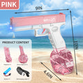 Glock water gun with lights & electric drum magazine (pink) [english color box packaging]