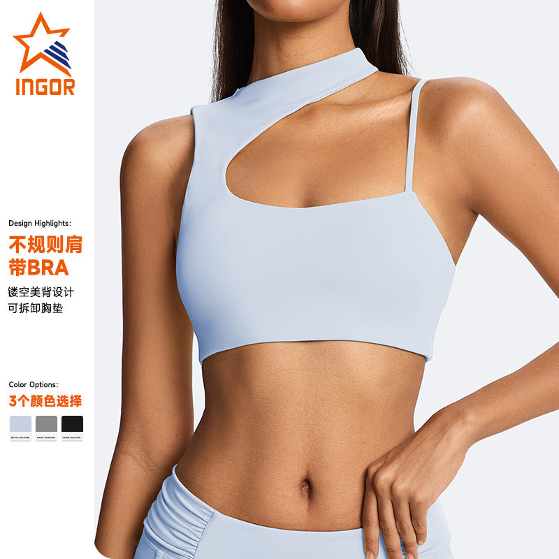 women's thin shoulder strap oblique shoulder yoga classy sense intimates women's fitness yoga beautiful back sling sports bra