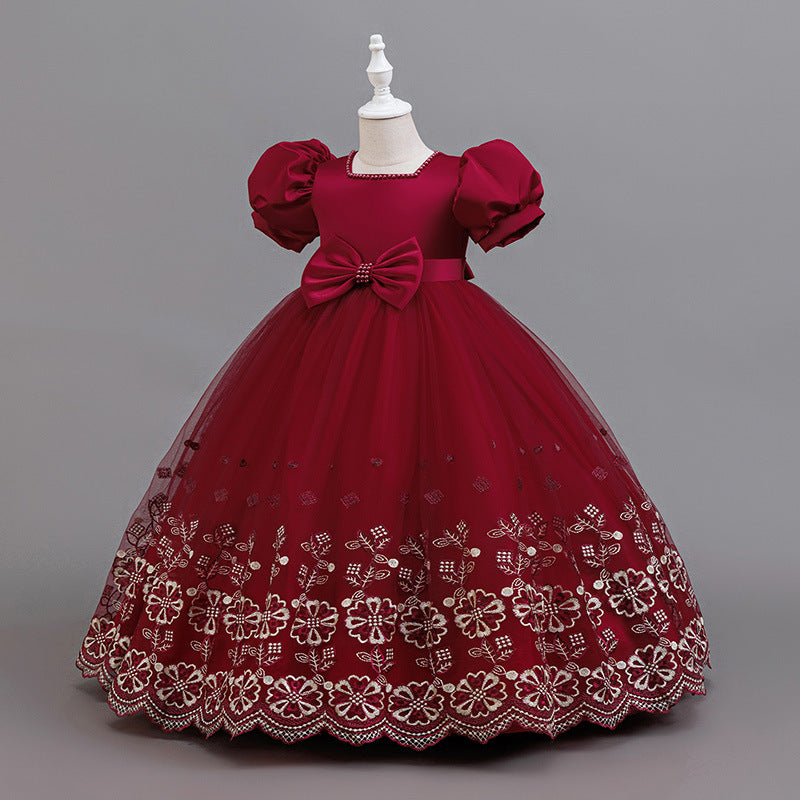 Export manufacturer processing personalized children's dresses princess dresses european and american style embroidered ready-made flower girl wedding dresses wholesale cross-border