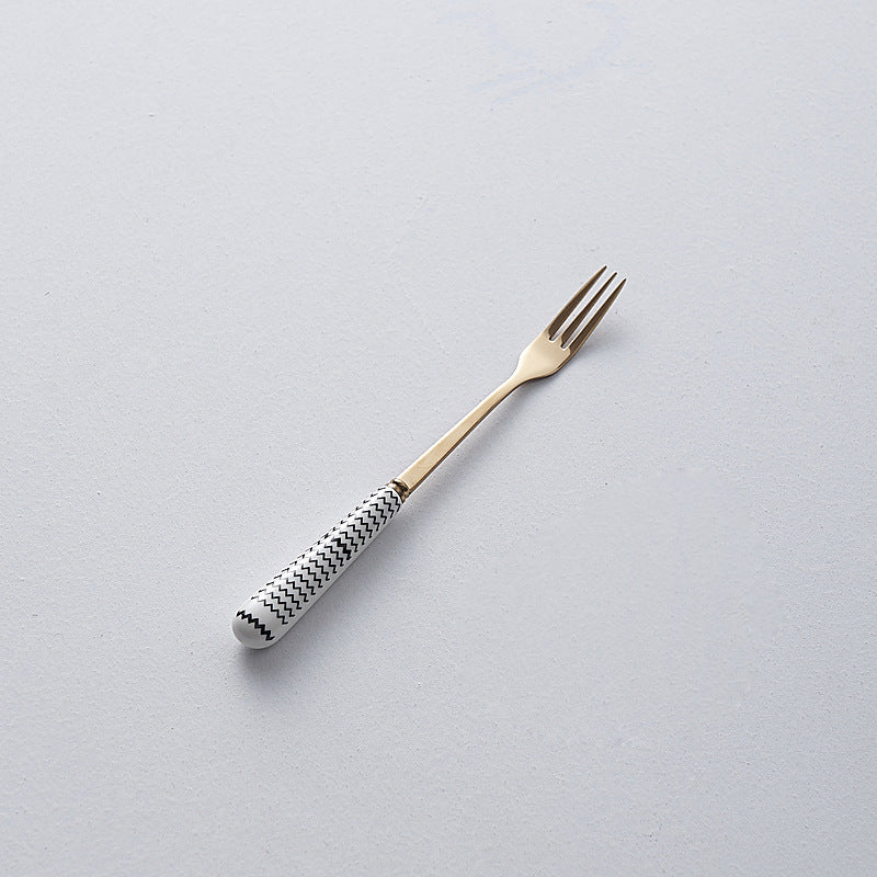Minimalist ceramic stainless steel steak knife and fork set - trendy ins style cutlery, creative fruit forks, western dinnerware wholesale