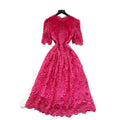 Frenchclassy sense cut out crochet lace short-sleeved dress women's summer waist slimming lookeleganta word dress