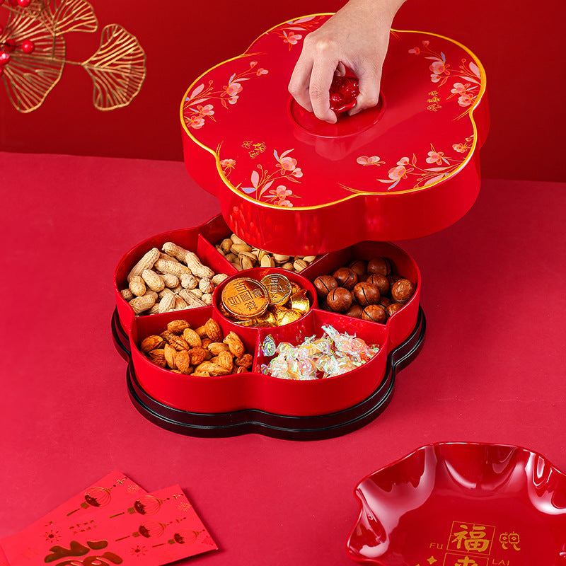 Chinese lace candy box Chinese New Year dried fruit box fruit plate snack storage box New Year's grid nut box wholesale