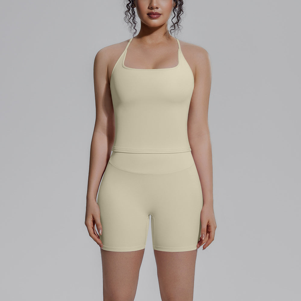 New nude feel racerback compression workout set - high waist, butt-lifting pilates & yoga activewear set