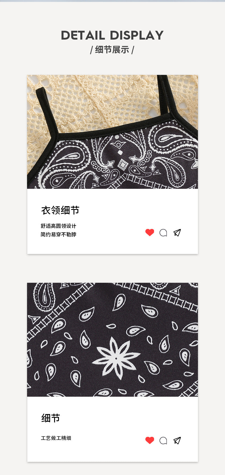 girls' summer outfit: paisley print cami top with black shorts skirt - two-piece set for summer baby girls and children