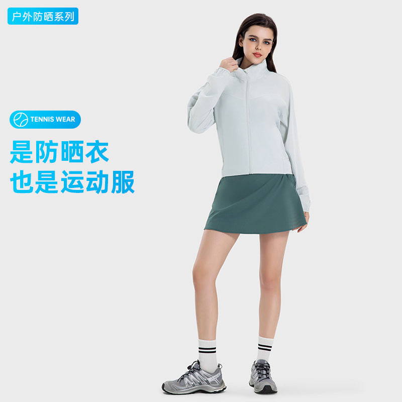 New outdoor breathable ice-silk upf50+ sun protection jacket for women - fashionable, moisture-wicking, loose-fit activewear (dss065)