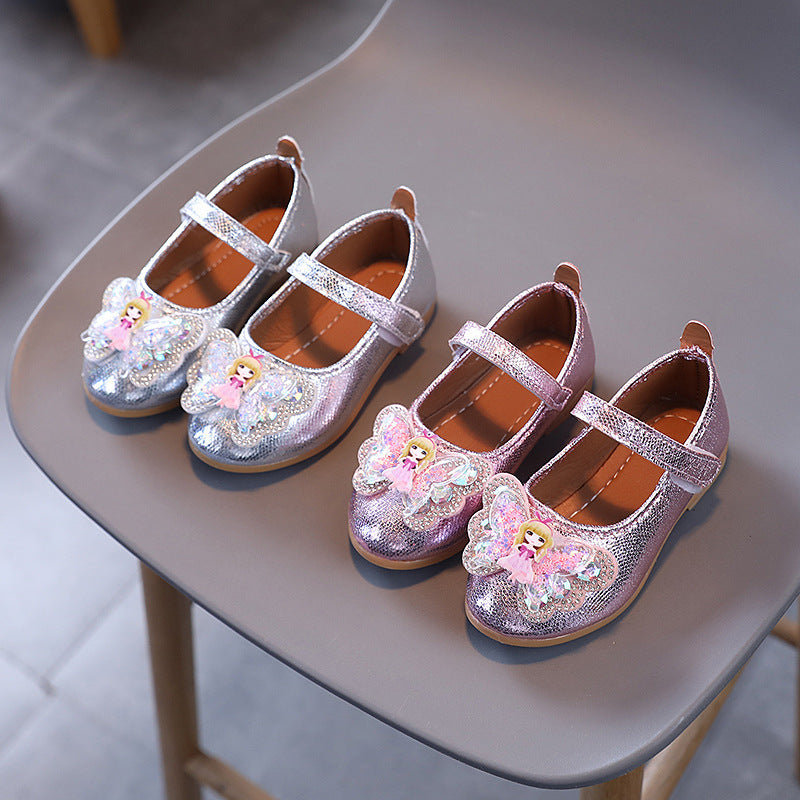 Cartoon princess shoes for girls, new spring/summer bowknot soft sole flats, little girl princess shoes, sandals, children's shoes