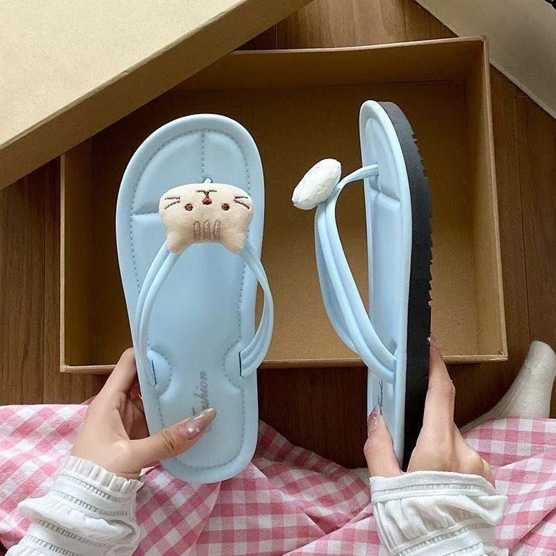 2025 new high-style cartoon flip-flops for women - perfect for home, outdoor, casual wear, versatile beach sandals with anti-slip sole