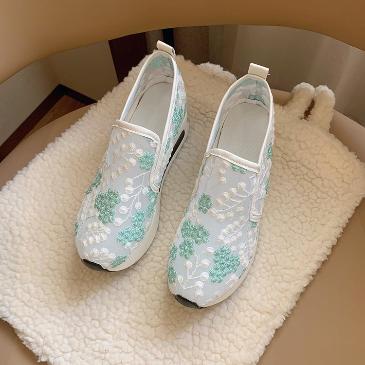 women's fashion flat heel hidden wedge mesh breathable casual flats - supports cross-border platforms and dropshipping