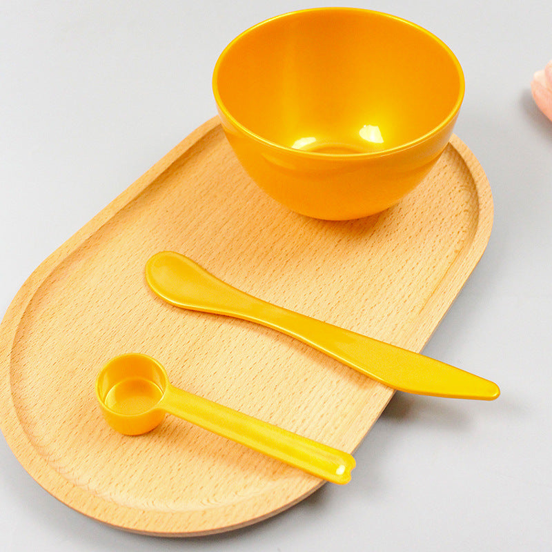 Gold tone mask tools mask bowl stick spoon diy gel mask soft mask powder plastic bowl spoon hairdressing diy tools