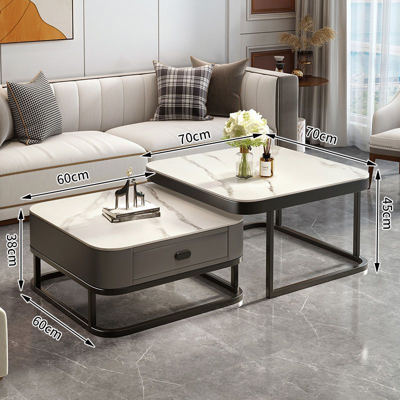 Modern minimalist sintered stone coffee table - luxury, trendy, space-saving design for small living rooms - available in various sizes for creative home combinations