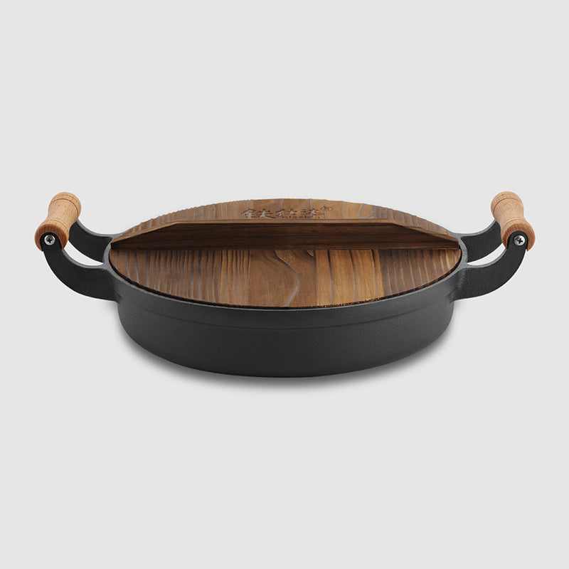 Cast iron pan Thickened binaural pan Uncoated pancake pan Raw iron pan Non-stick pancake pan Frying pan