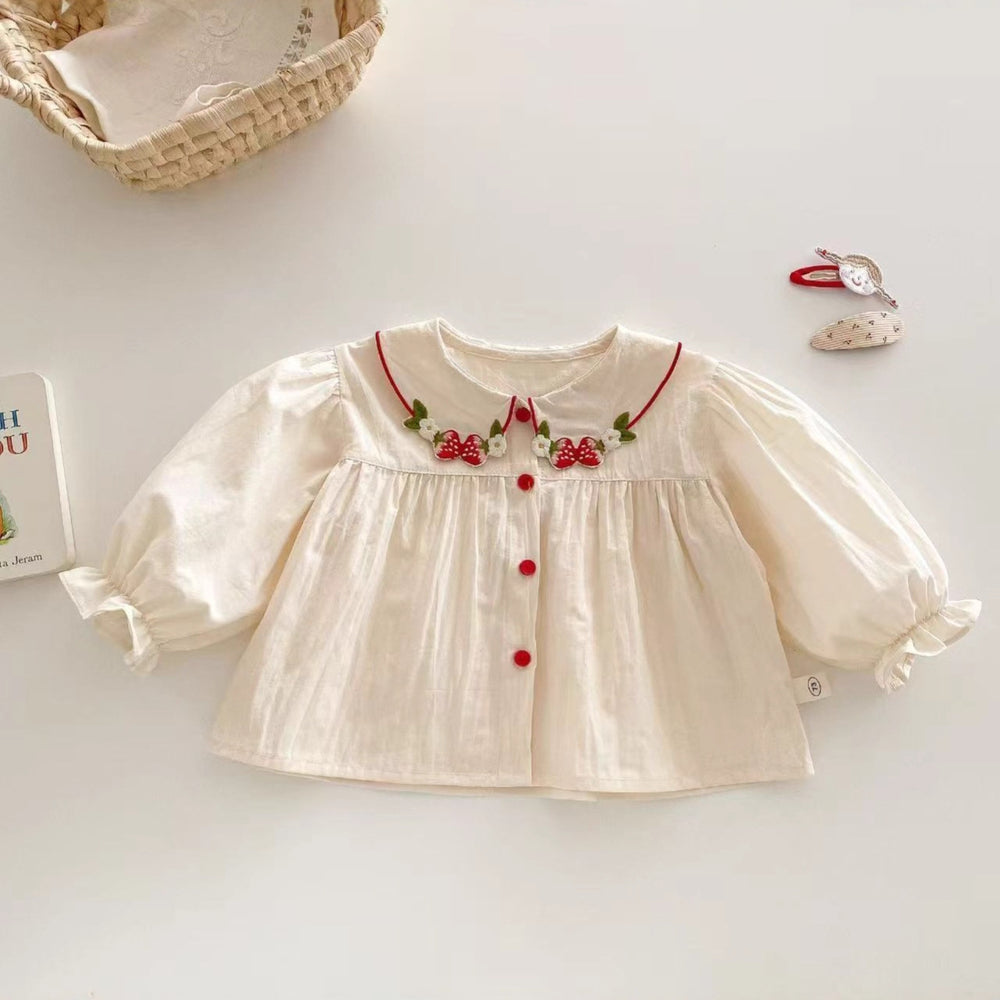 Girls' chic blouse - new  spring/autumn collection - korean style strawberry top - versatile blouse - sweet and stylish