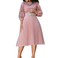 European and american women's clothing  autumn new fashion slimming lace hollow-out patchwork african plus size cross-border dress