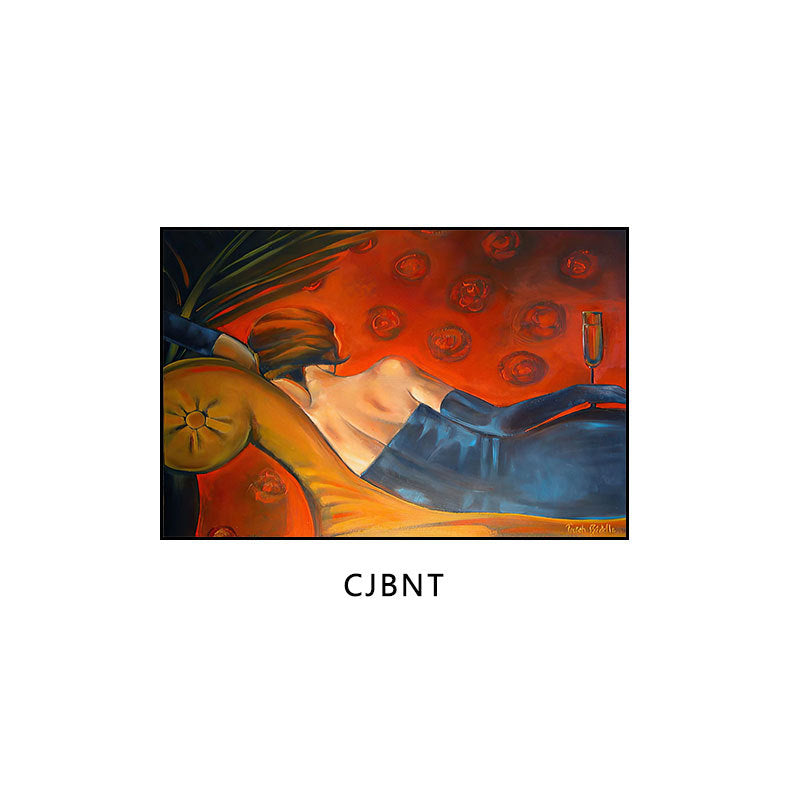 Industrial style bar decorative painting American retro beautiful woman oil painting ktv box hanging painting western restaurant cafe mural