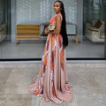European and american cross-border women's fashion:  autumn new arrival - elegant round neck printed swing dress, sleeveless slim-fit maxi dress