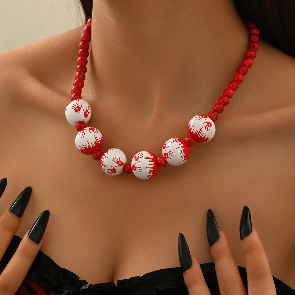 Halloween necklace bracelet wholesale cross-border exaggerated niche dark style trendy bat pumpkin eyes beaded bracelet