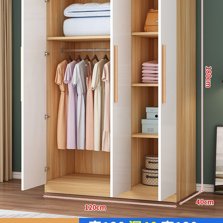 Wardrobe household bedroom wardrobe economical rental room small apartment simple assembly solid wood storage large wardrobe