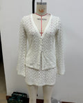<vip客户>European and american style sexy women's hollow-out see-through knitted mini skirt two-piece set</vip客户>