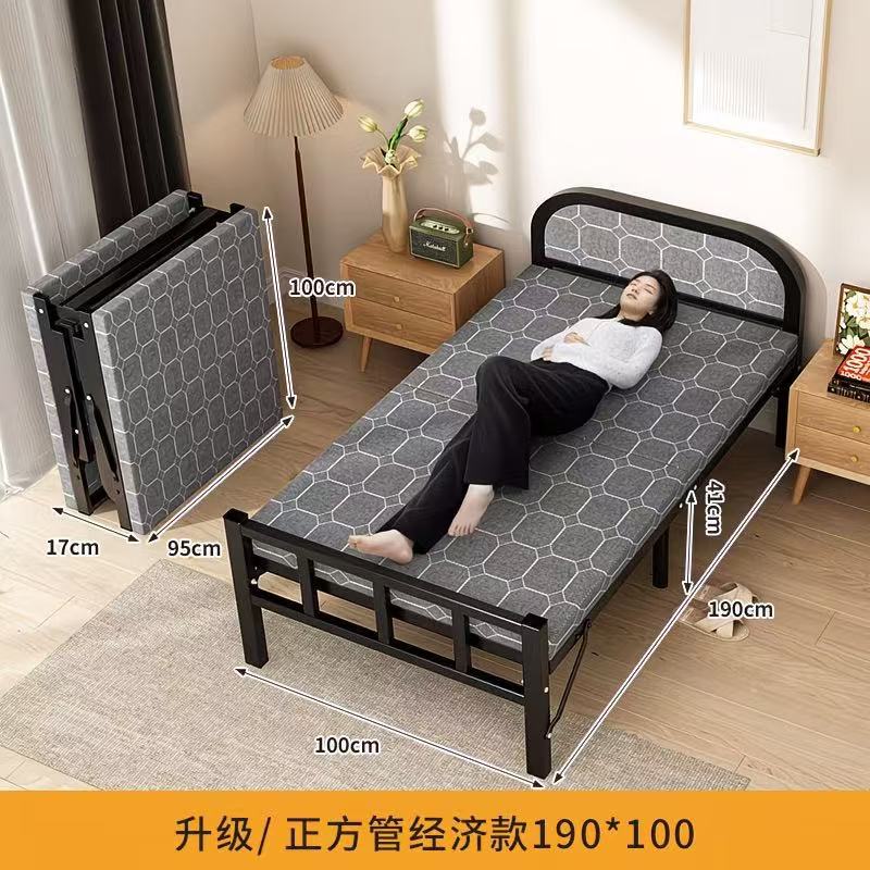 For homefoldable dual-purpose steel frame bed rental house dormitory simple single bed small apartment thickened portable lunch break extra bed