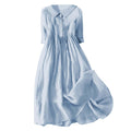 new women's casual cotton linen solid color loose-fit dress for cross-border