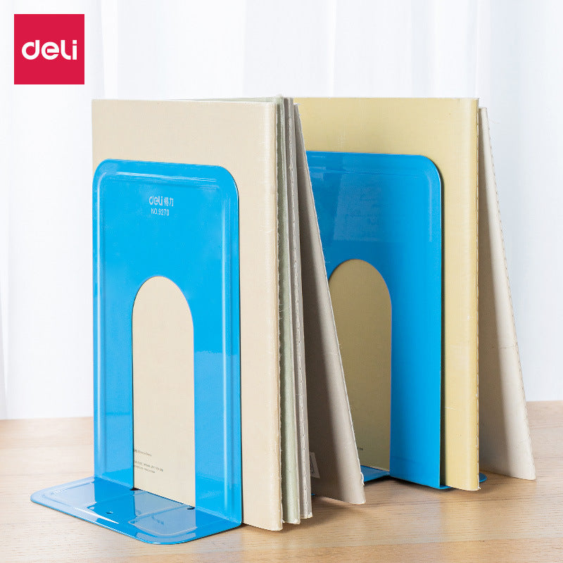 Deli 9270 iron book stand 2 pieces blue metal book stand wholesale by book file book stand