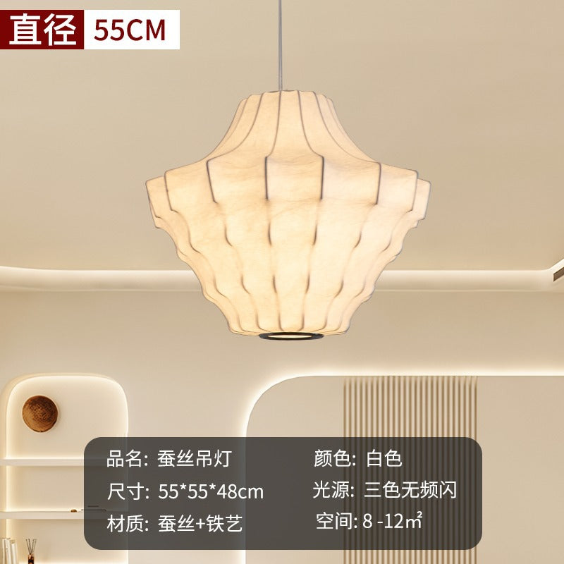 Zhongshan home improvement lighting wabi wind silk chandelier Japanese retro living room bedroom designer art dining room lamp