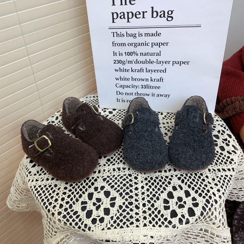 ins children's Birkenstock cotton shoes 2025 winter new Korean version girls plush shoes boys warm beanie shoes