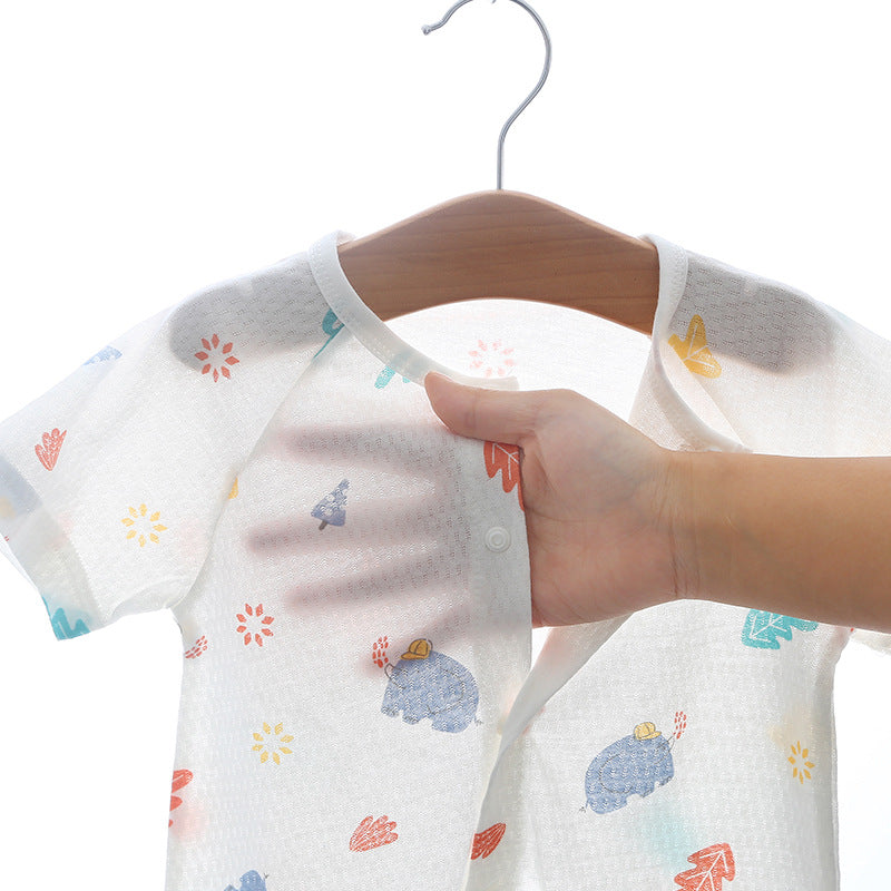 Baby short-sleeve romper, 100% cotton, newborn infant sleep sack, crawling suit, 0-1 year old, summer lightweight clothing