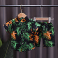 Summer kids' short-sleeve set: boys' printed shirt + shorts two-piece outfit, 0-4 years old, lightweight boys' shirt wholesale