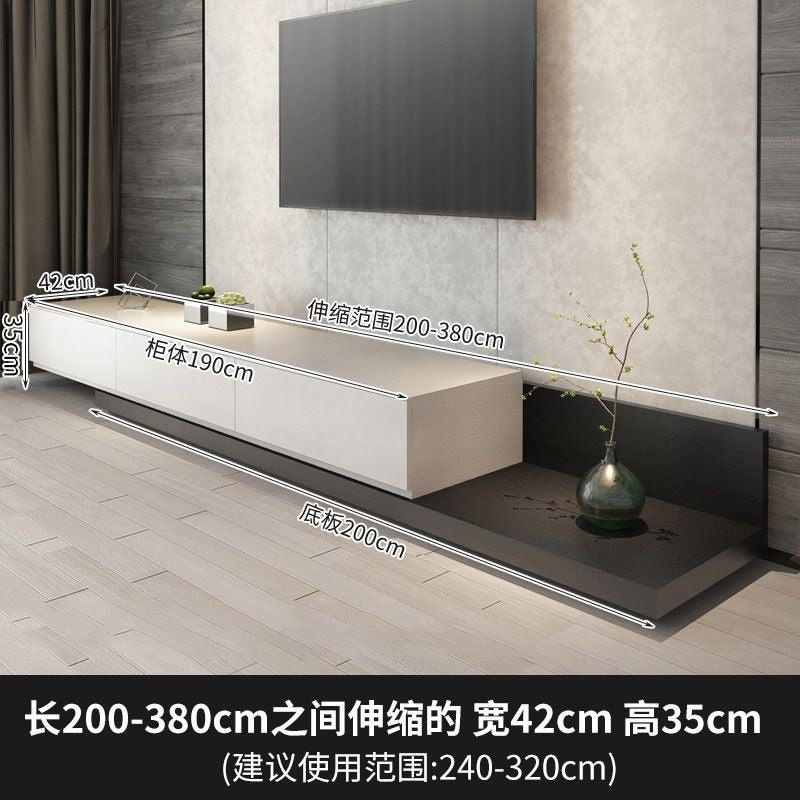 Minimalist extendable tv stand - space-saving, floor-standing coffee table for small apartments - modern, light luxury floating floor cabinet for living room
